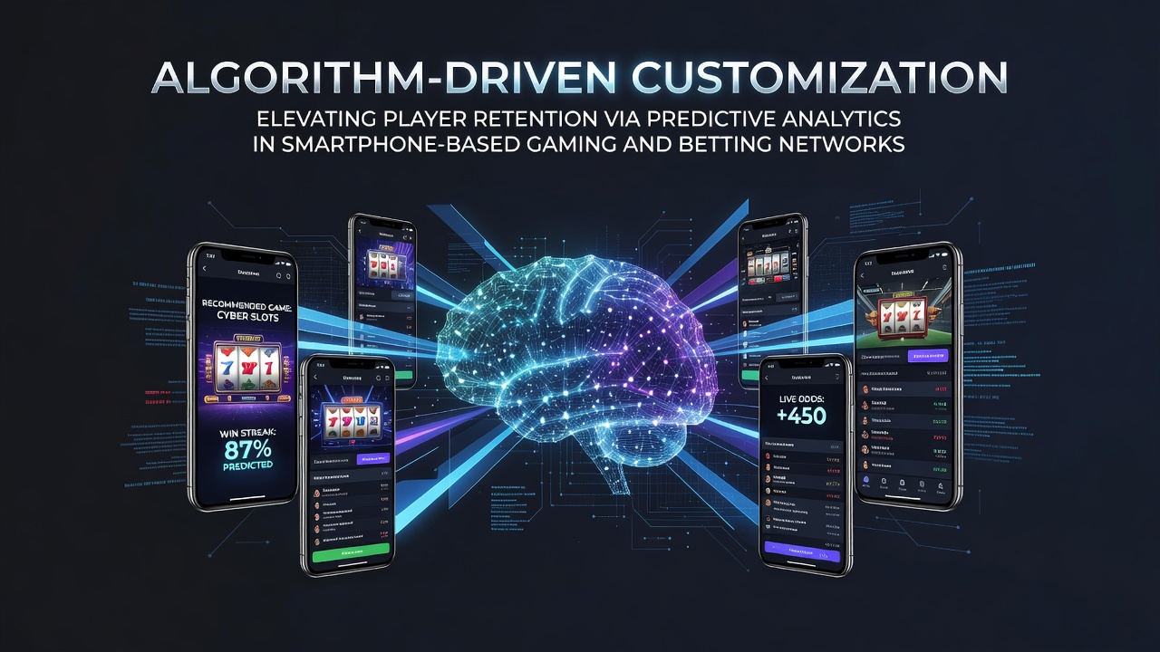Smartphone screen displaying customized gaming interface with predictive analytics dashboard