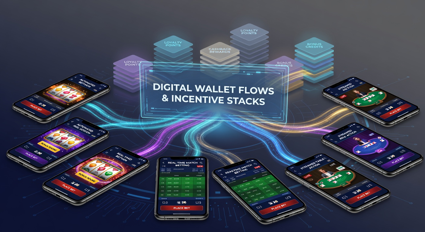 Smartphone screen showing digital wallet integration with reel sessions, sports betting markets, and live table streams