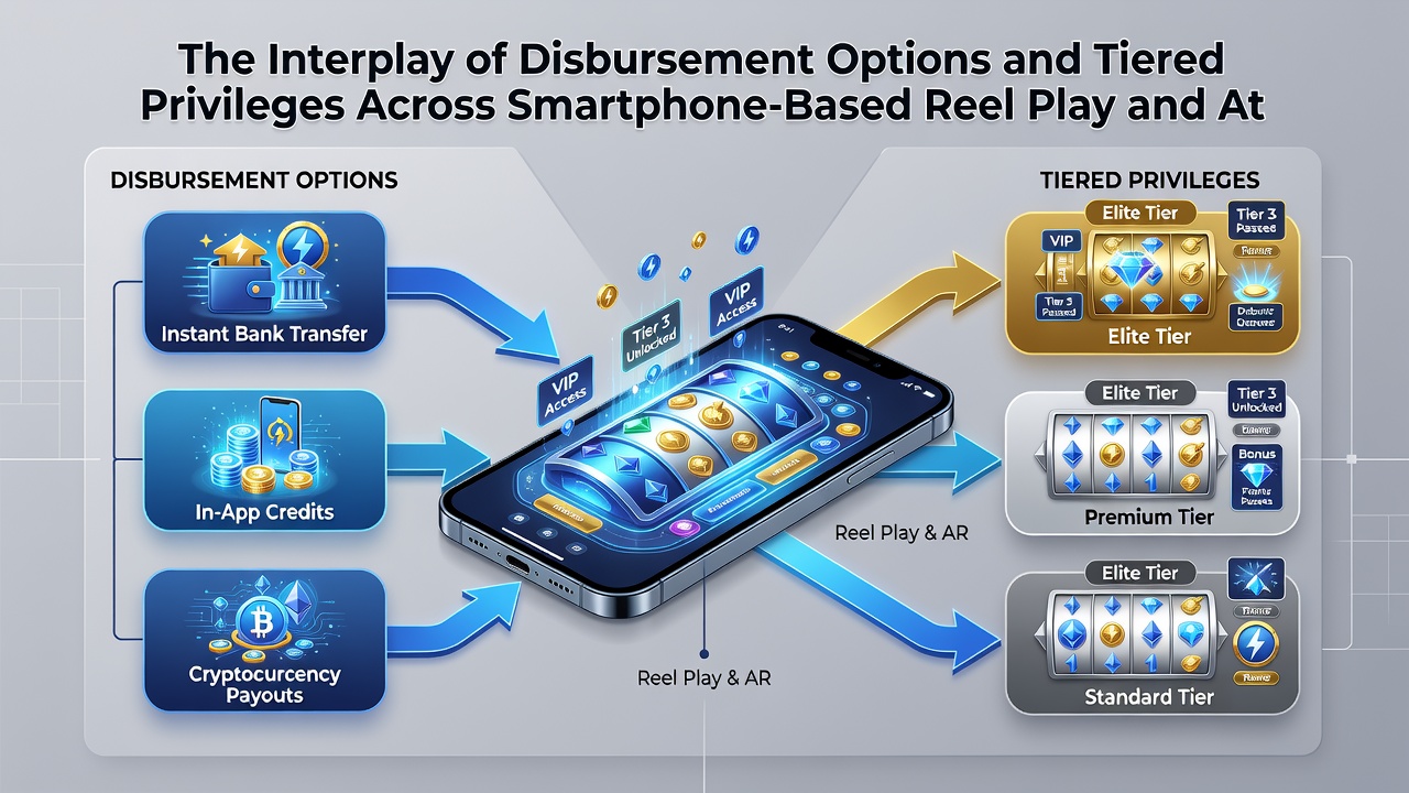 Mobile dashboard showing tier progression bars next to various payment and withdrawal method icons